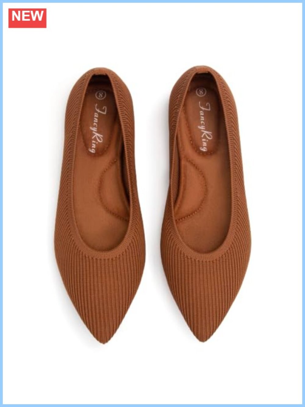 Women's Knit Ballet Flats Pointed Toe Memory Foam Slip-On Shoes